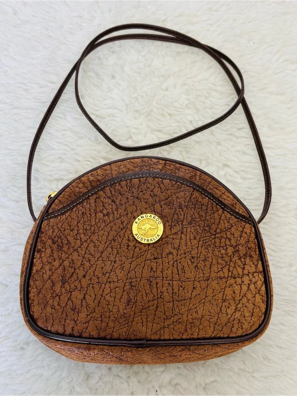Kangaroo Australia Genuine Brown Leather Small Shoulder Bag 7.5”x7”x2”